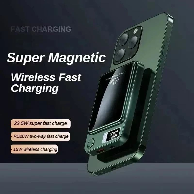 100000mAh Magnetic Power Bank Wireless Fast Charger | MagSafe Compatible | Portable Battery Pack
