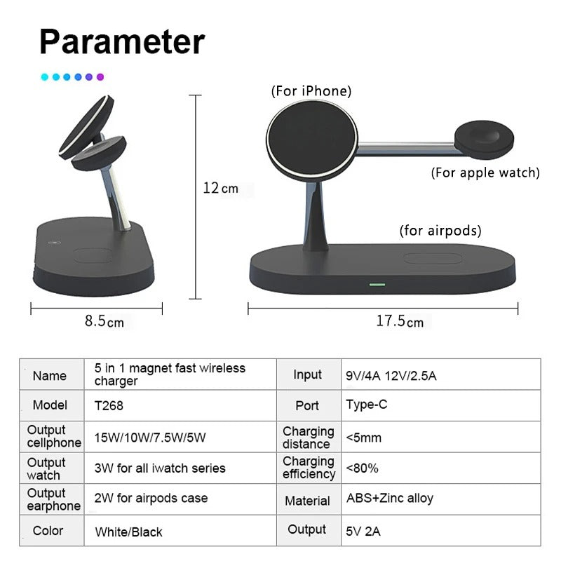 3-in-1 Wireless Charger Stand for iPhone, Apple Watch & AirPods – Fast Charging Station