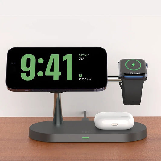 3-in-1 Wireless Charger Stand for iPhone, Apple Watch & AirPods – Fast Charging Station