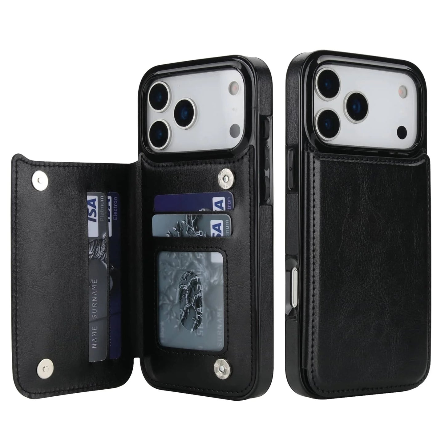 iPhone 17 Pro Max Heavy-Duty Wallet Case – Durable PU Leather Cover with Card Holder, Kickstand & Magnetic Closure