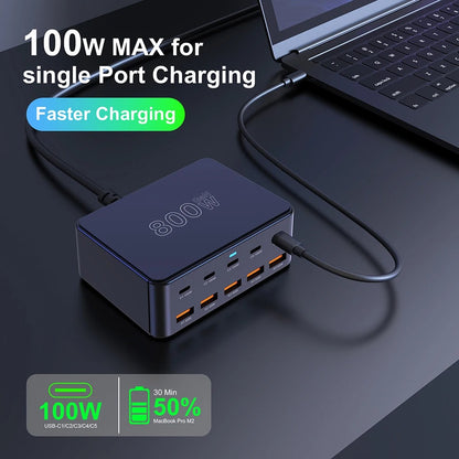 800W USB-C GaN multiport fast charging station