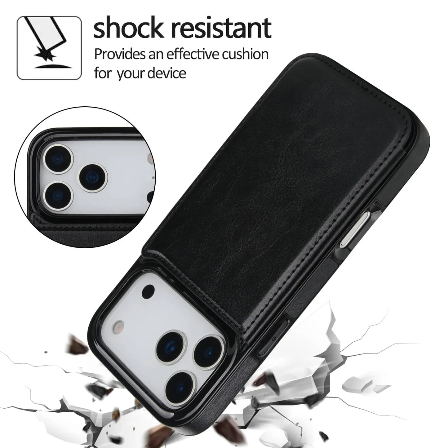 iPhone 17 Pro Max Heavy-Duty Wallet Case – Durable PU Leather Cover with Card Holder, Kickstand & Magnetic Closure