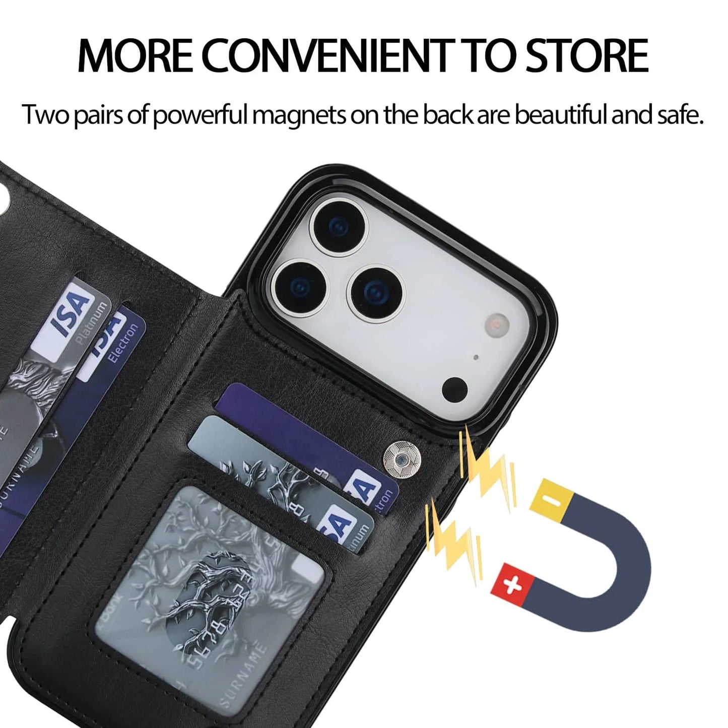 iPhone 17 Pro Max Heavy-Duty Wallet Case – Durable PU Leather Cover with Card Holder, Kickstand & Magnetic Closure