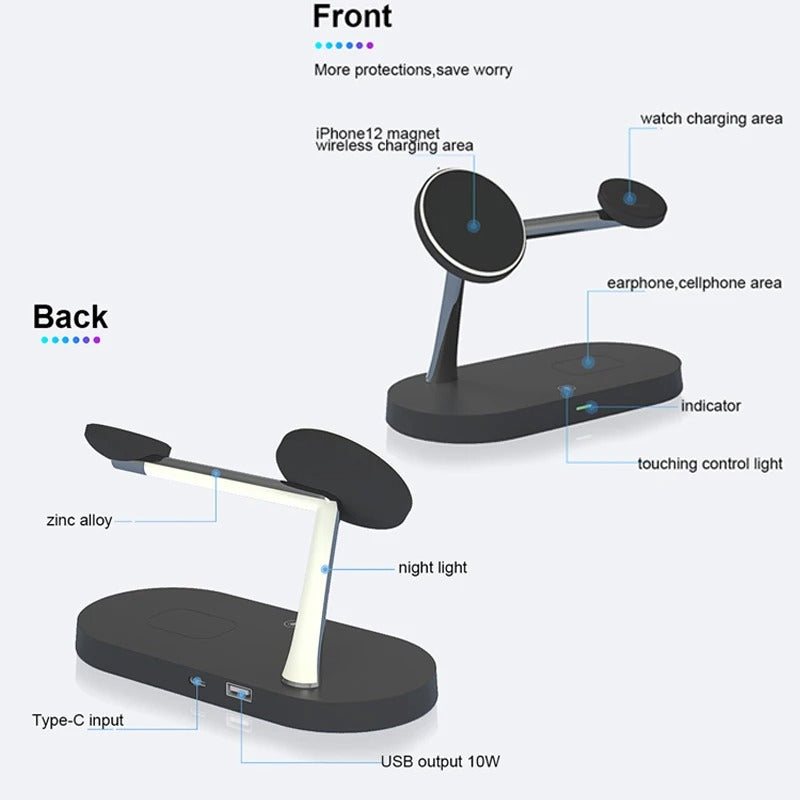3-in-1 Wireless Charger Stand for iPhone, Apple Watch & AirPods – Fast Charging Station