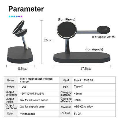 3-in-1 Wireless Charger Stand for iPhone, Apple Watch & AirPods – Fast Charging Station
